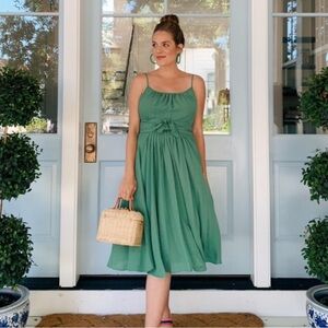 Gal Meets Glam Elsi Double Tie Front Dress in Green